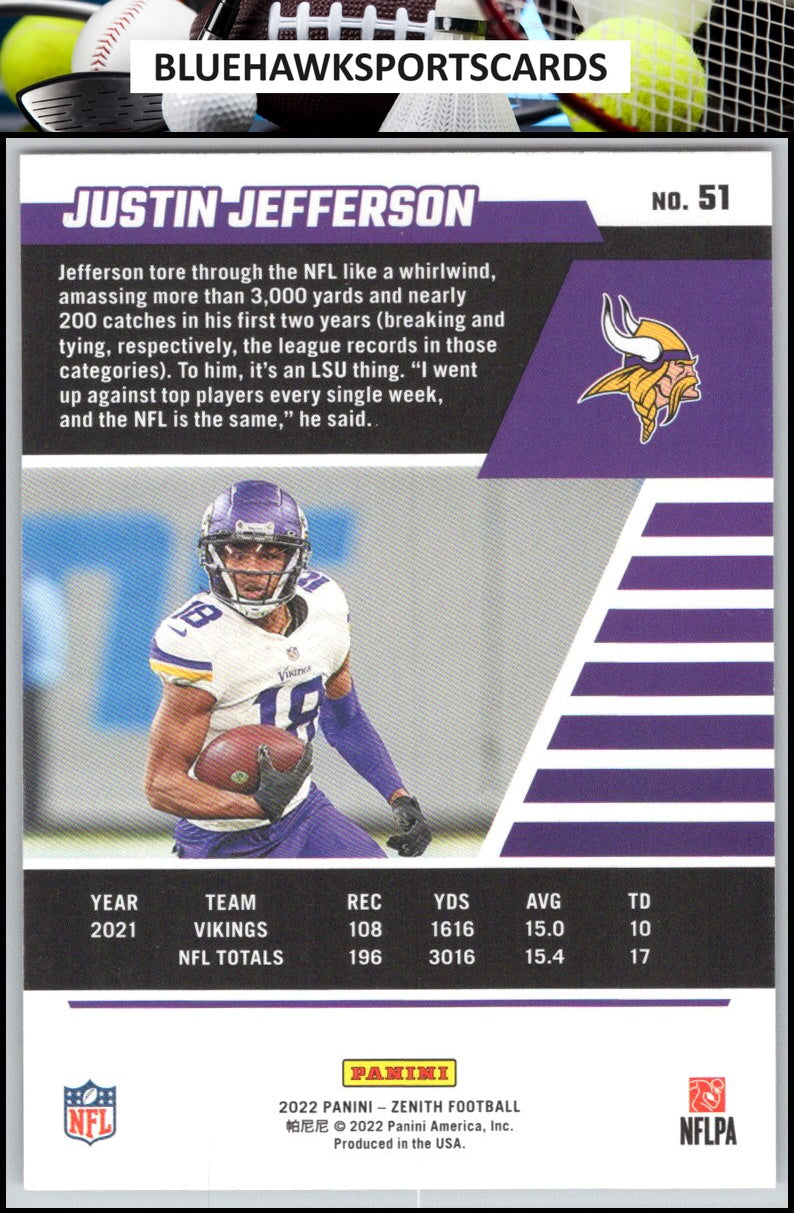 2022 Zenith #51 Justin Jefferson Retail