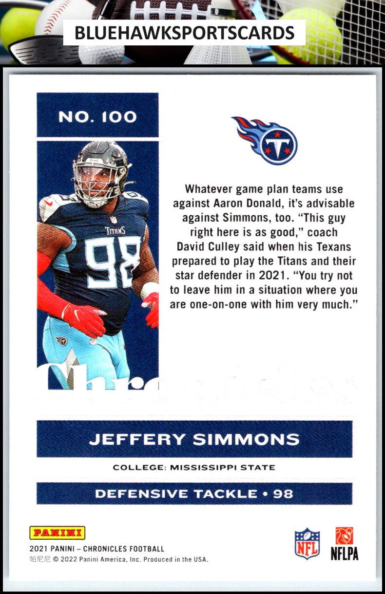 2021 Panini Chronicles #100 Jeffery Simmons
