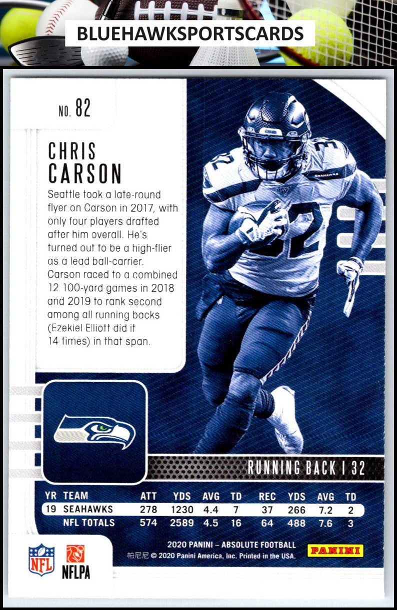 2020 Panini Absolute #82 Chris Carson Green