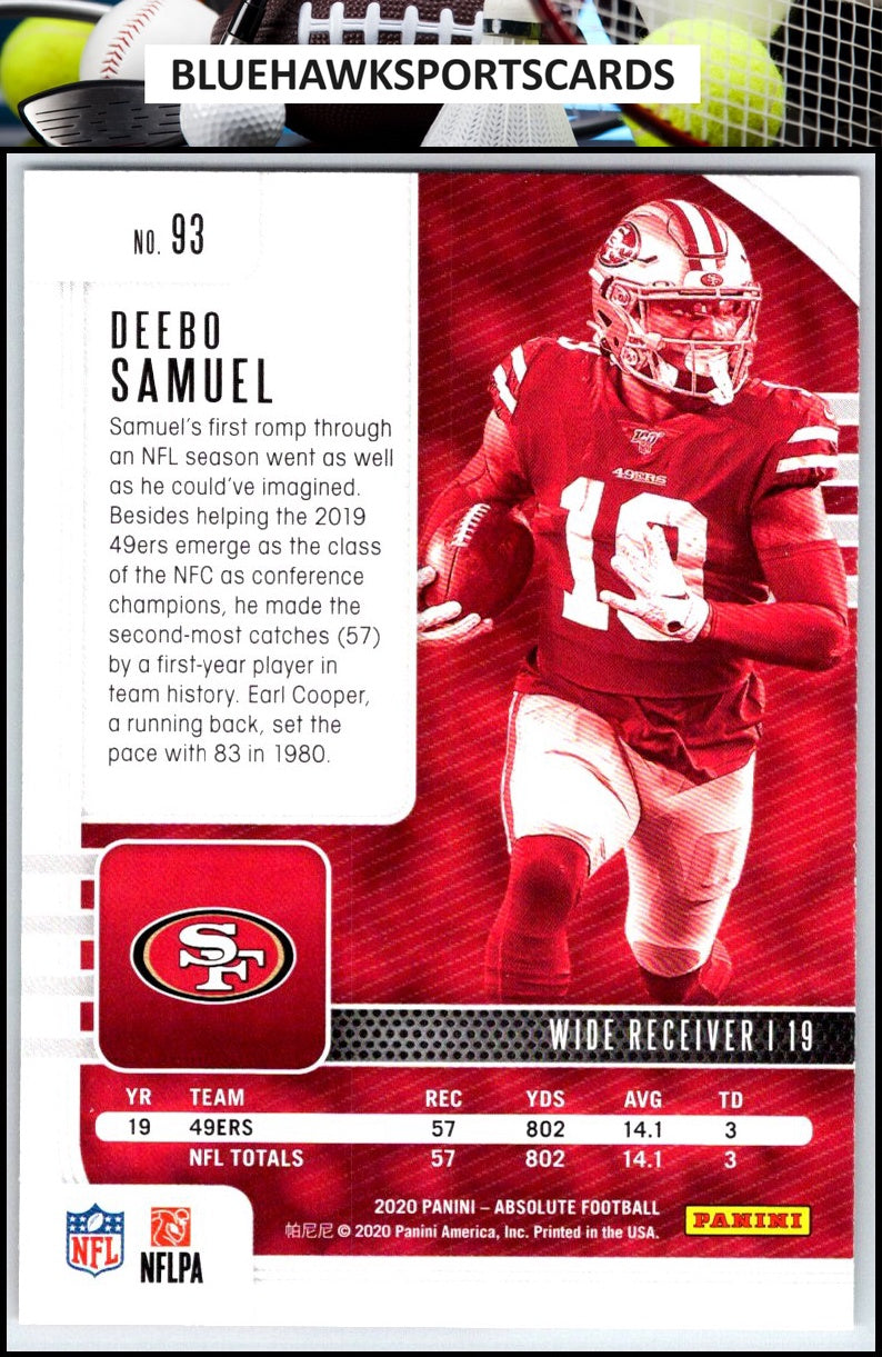 2020 Panini Absolute #93 Deebo Samuel Red