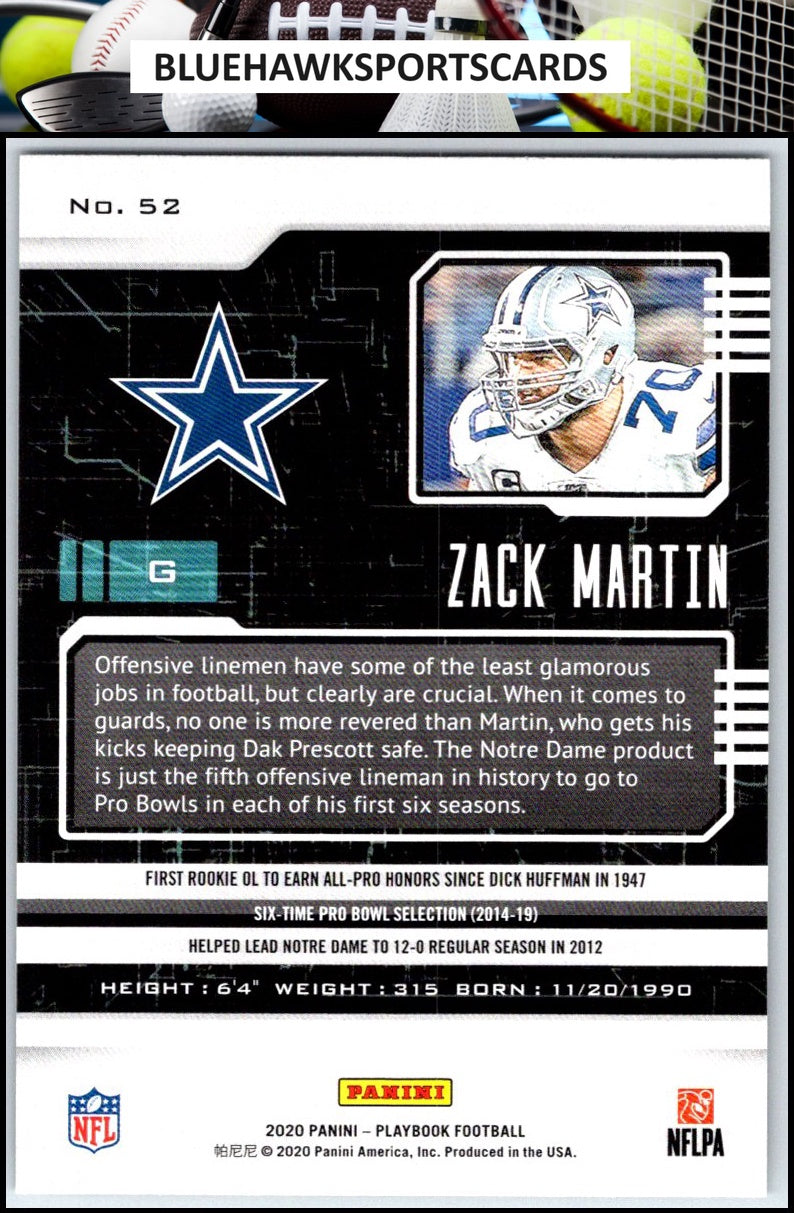 2020 Panini Playbook #52 Zack Martin