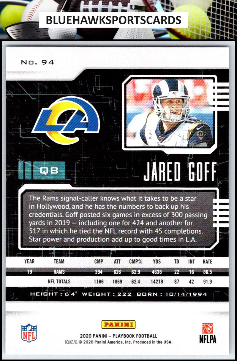 2020 Panini Playbook #94 Jared Goff