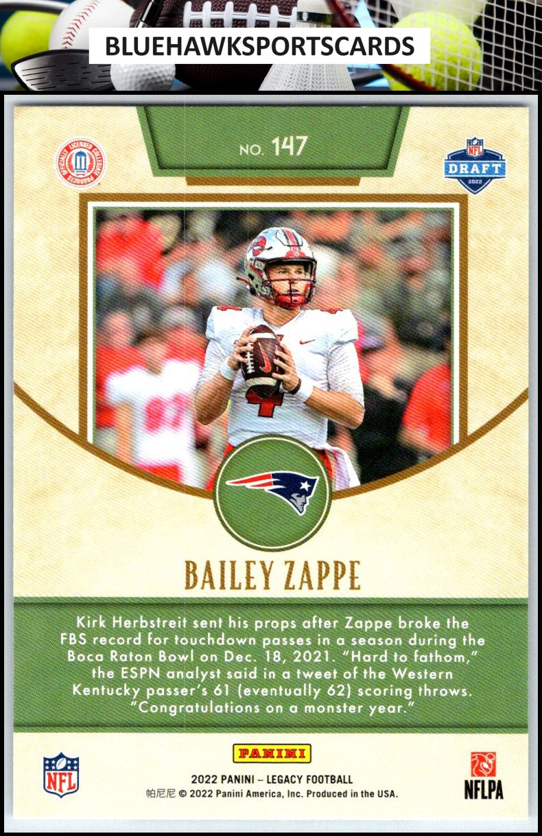 2022 Panini Legacy #147 Bailey Zappe