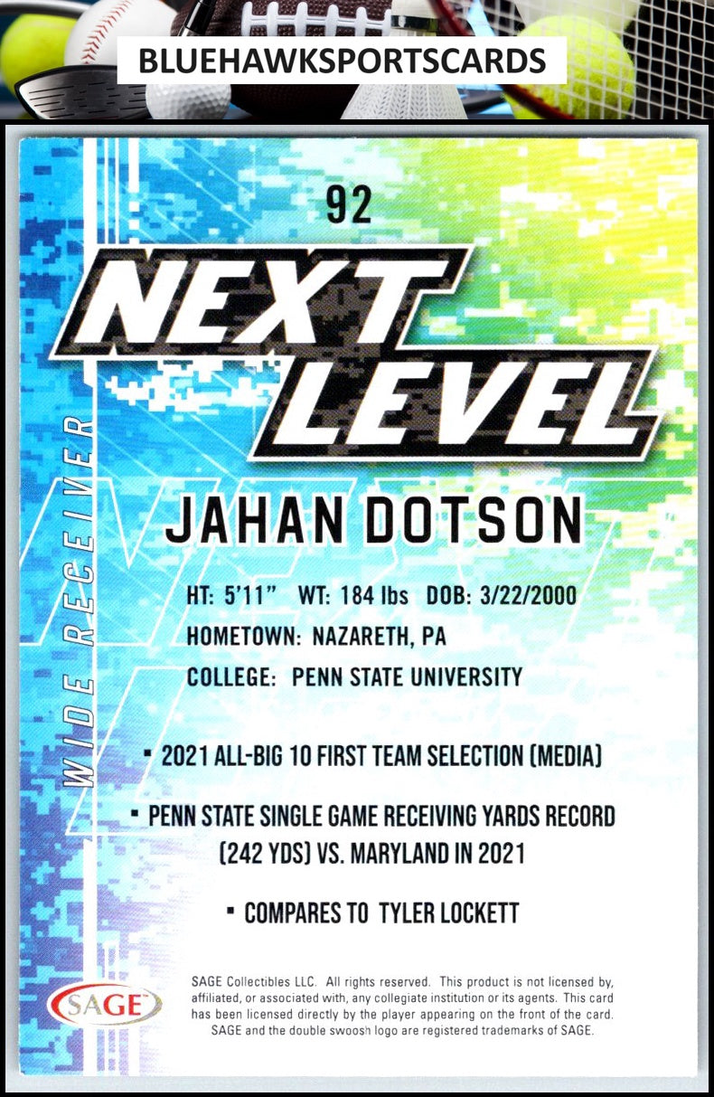 2022 SAGE #92 Jahan Dotson