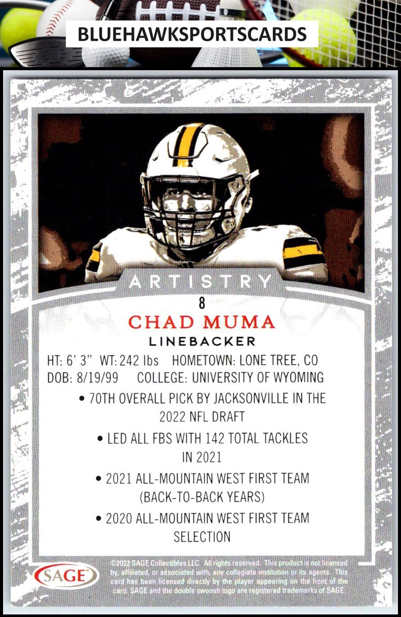 2022 SAGE Artistry #8 Chad Muma