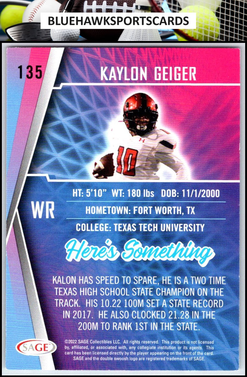 2022 SAGE #135 Kaylon Geiger Silver