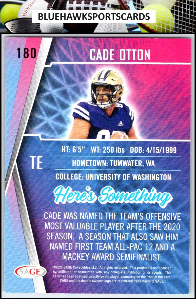 2022 SAGE #180 Cade Otton Green