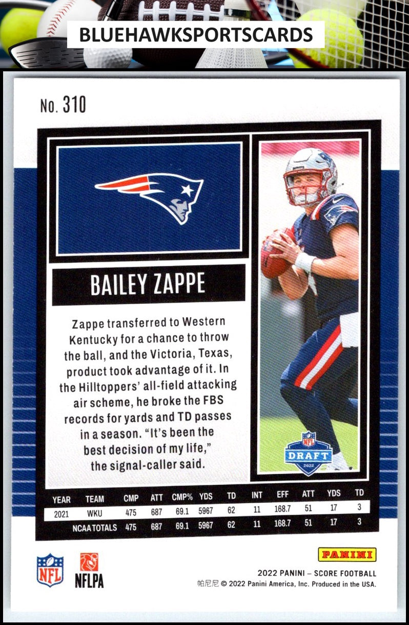 2022 Score #310 Bailey Zappe