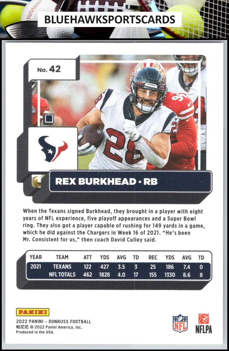 2022 Donruss #42 Rex Burkhead