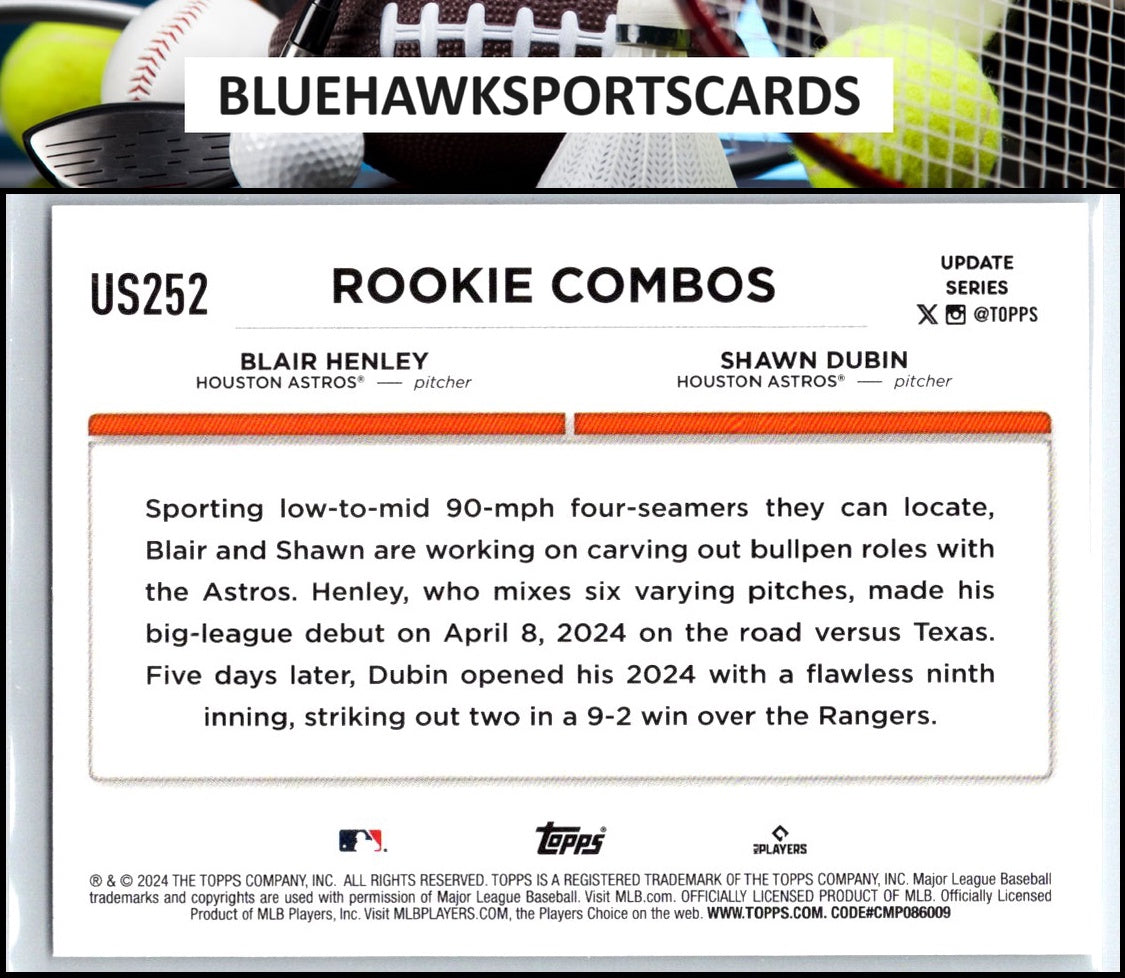 2024 Topps Update #US252 Blair Henley / Shawn Dubin RCOM