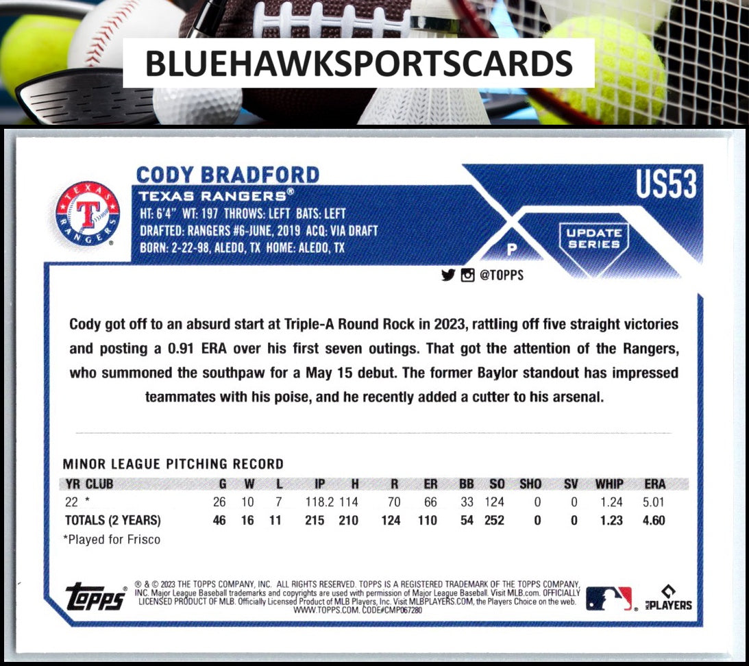 2023 Topps Update #US53 Cody Bradford