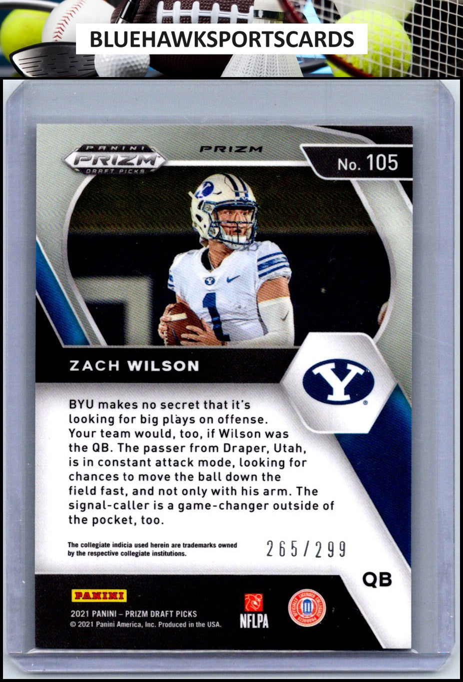 2021 Panini Prizm Draft Picks Collegiate #105 Zach Wilson Red #/299
