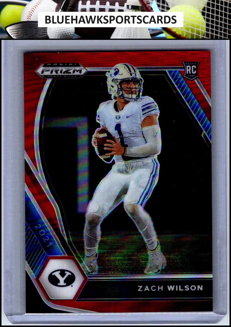 2021 Panini Prizm Draft Picks Collegiate #105 Zach Wilson Red #/299