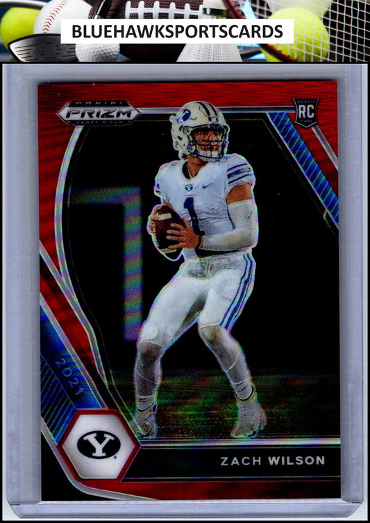 2021 Panini Prizm Draft Picks Collegiate #105 Zach Wilson Red #/299