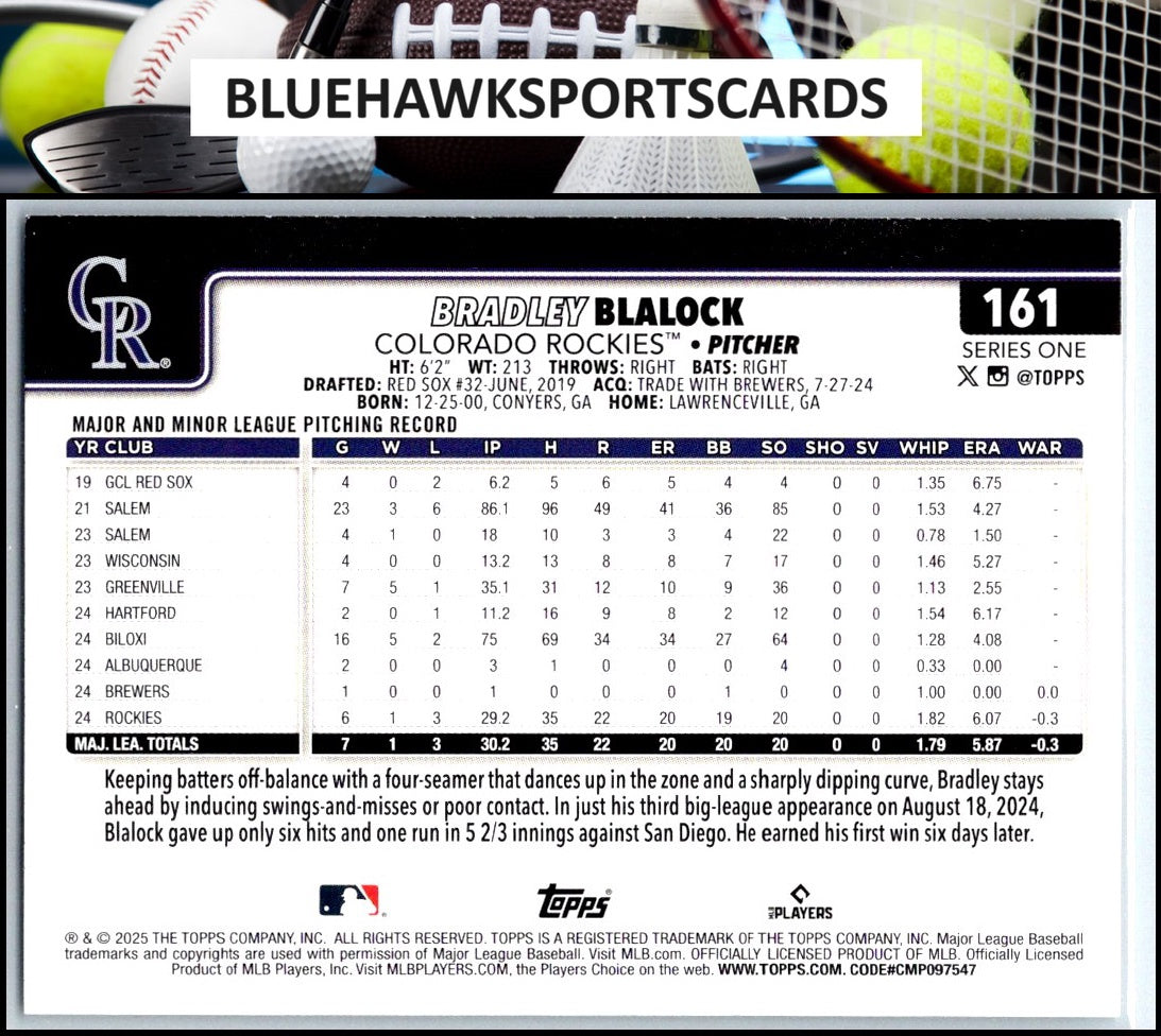 2025 Topps #161 Bradley Blalock
