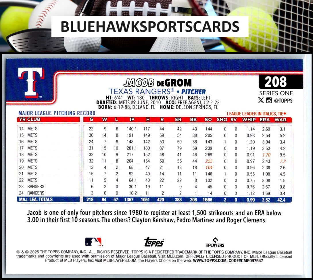 2025 Topps #208 Jacob deGrom