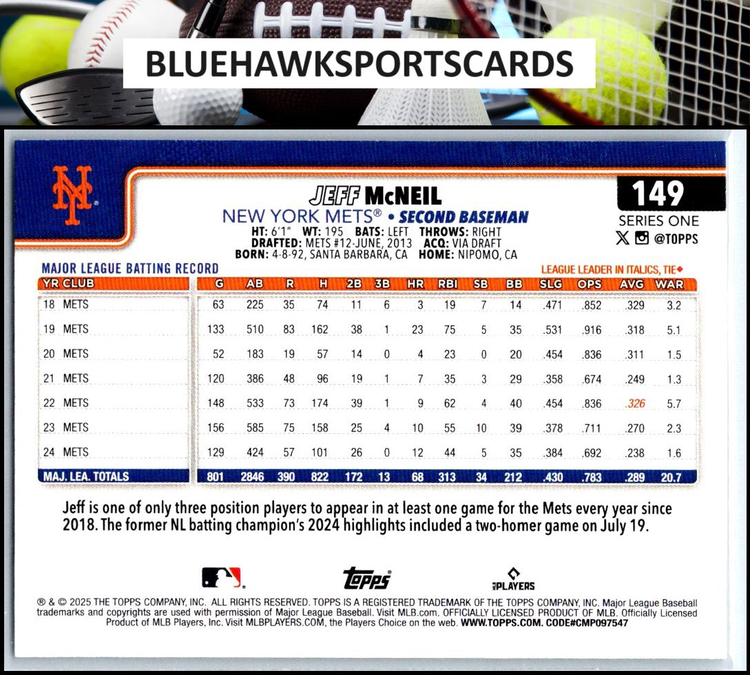 2025 Topps #149 Jeff McNeil