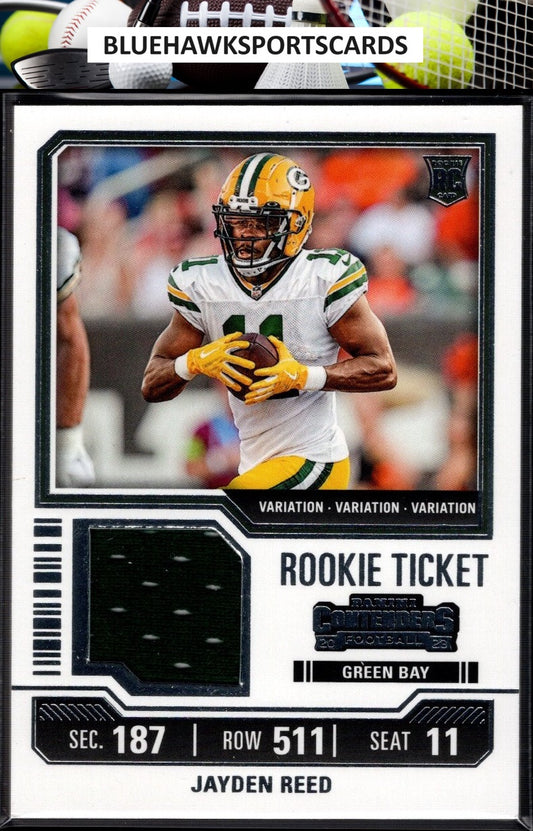 2023 Panini Contenders #TS18V Jayden Reed Rookie Ticket Swatches Variations