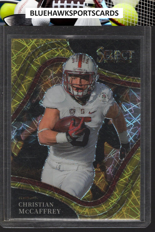 2022 Panini Select Draft Picks #142 Christian McCaffrey Gold Lazer Prizm