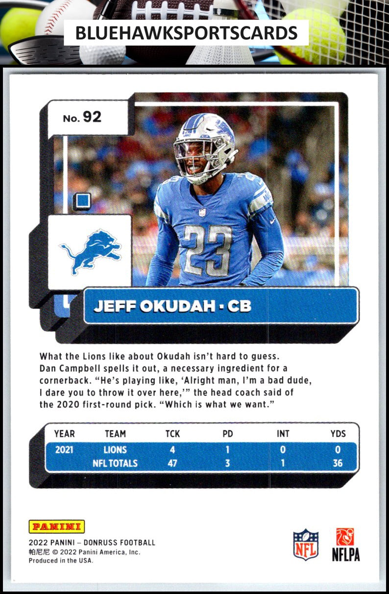 2022 Donruss #92 Jeff Okudah