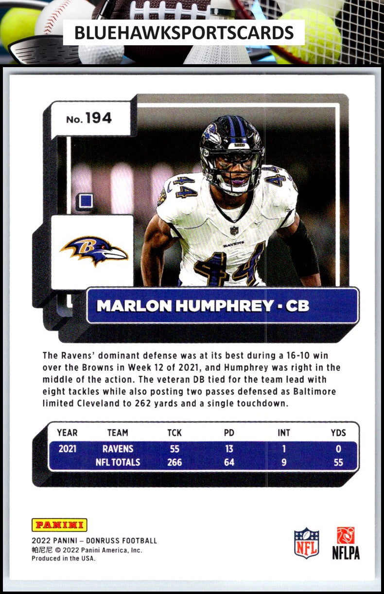 2022 Donruss #194 Marlon Humphrey