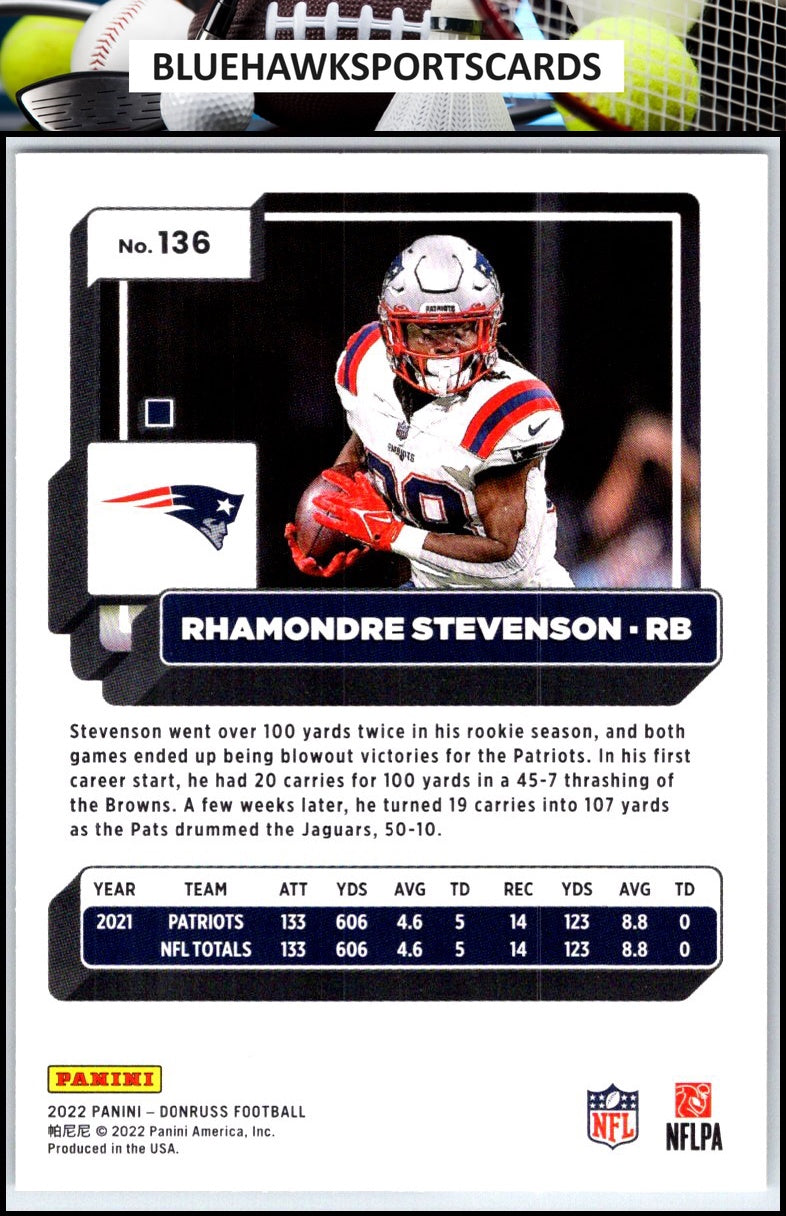 2022 Donruss #136 Rhamondre Stevenson