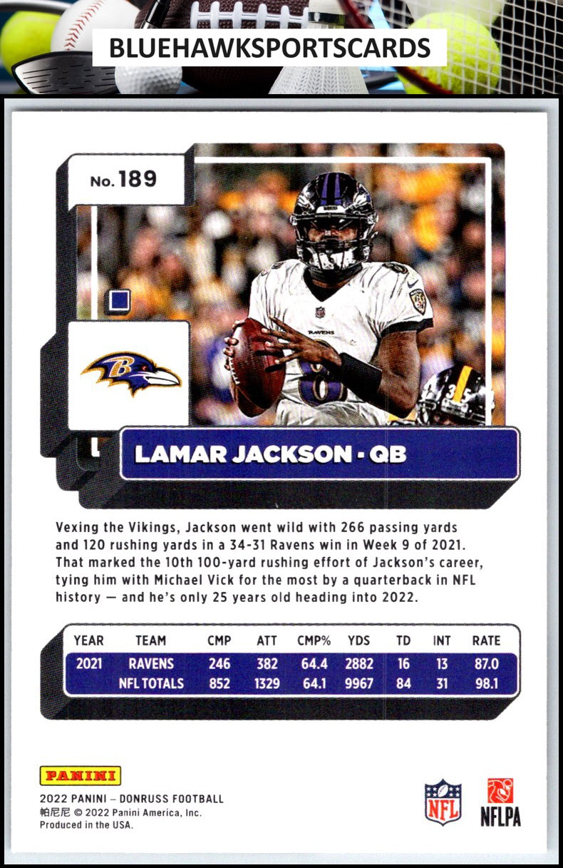 2022 Donruss #189 Lamar Jackson