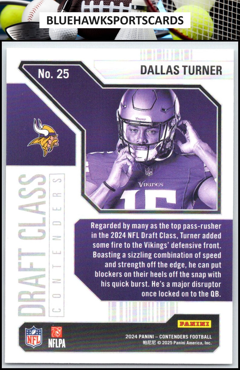 2024 Panini Contenders #25 Dallas Turner Draft Class Contenders
