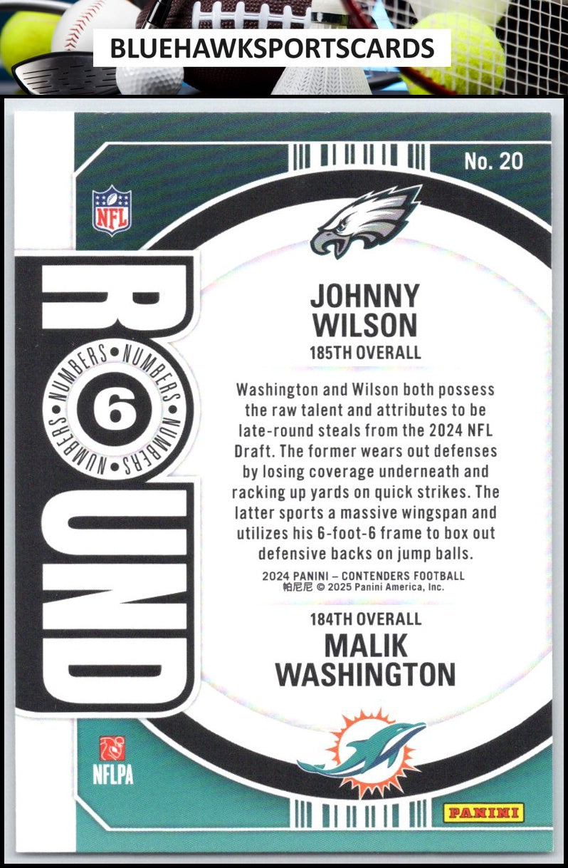 2024 Panini Contenders #20 Johnny Wilson / Malik Washington Round Numbers Bronze