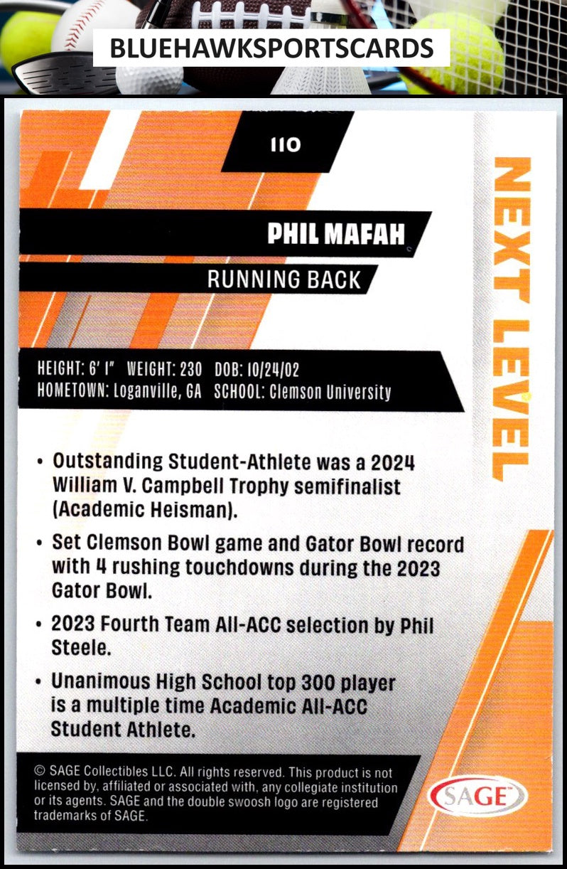 2025 SAGE HIT #110 Phil Mafah Purple