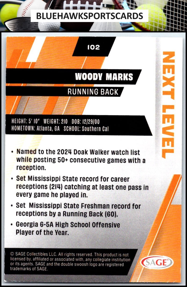 2025 SAGE HIT #102 Woody Marks Blue