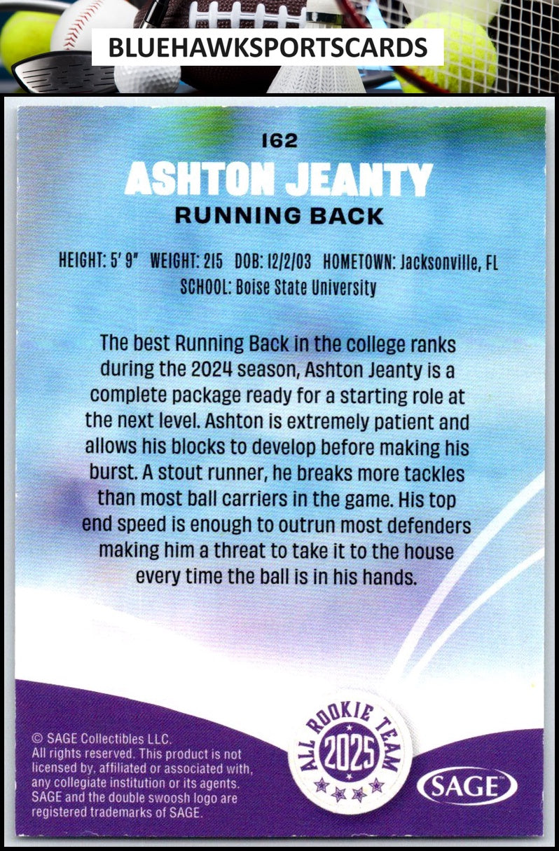 2025 SAGE HIT #162 Ashton Jeanty Purple