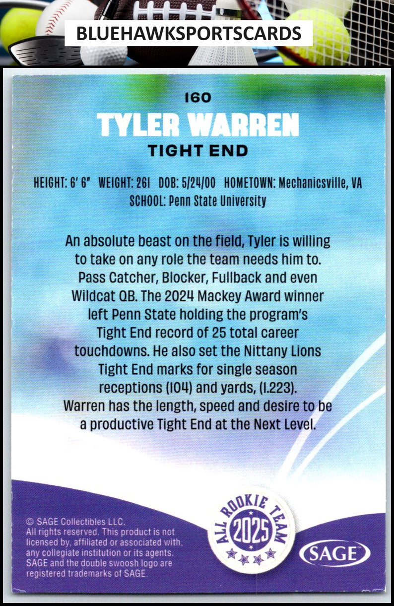 2025 SAGE HIT #160 Tyler Warren