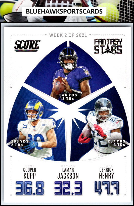 2022 Score #FS2 Cooper Kupp / Lamar Jackson / Derrick Henry Fantasy Stars