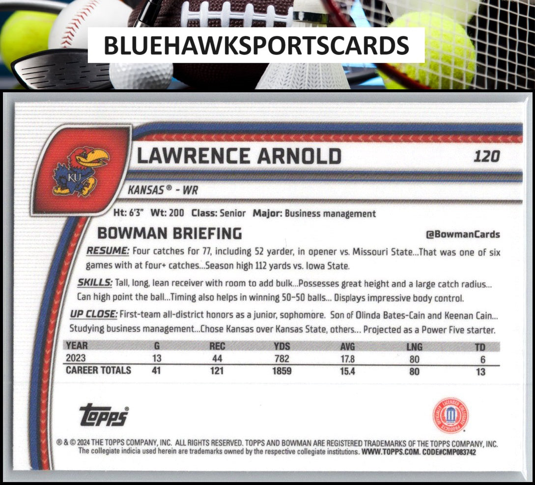 2024 Bowman University Chrome #120 Lawrence Arnold