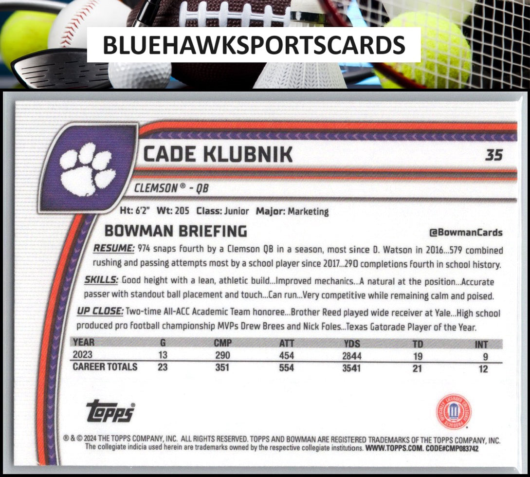 2024 Bowman University Chrome #35 Cade Klubnik