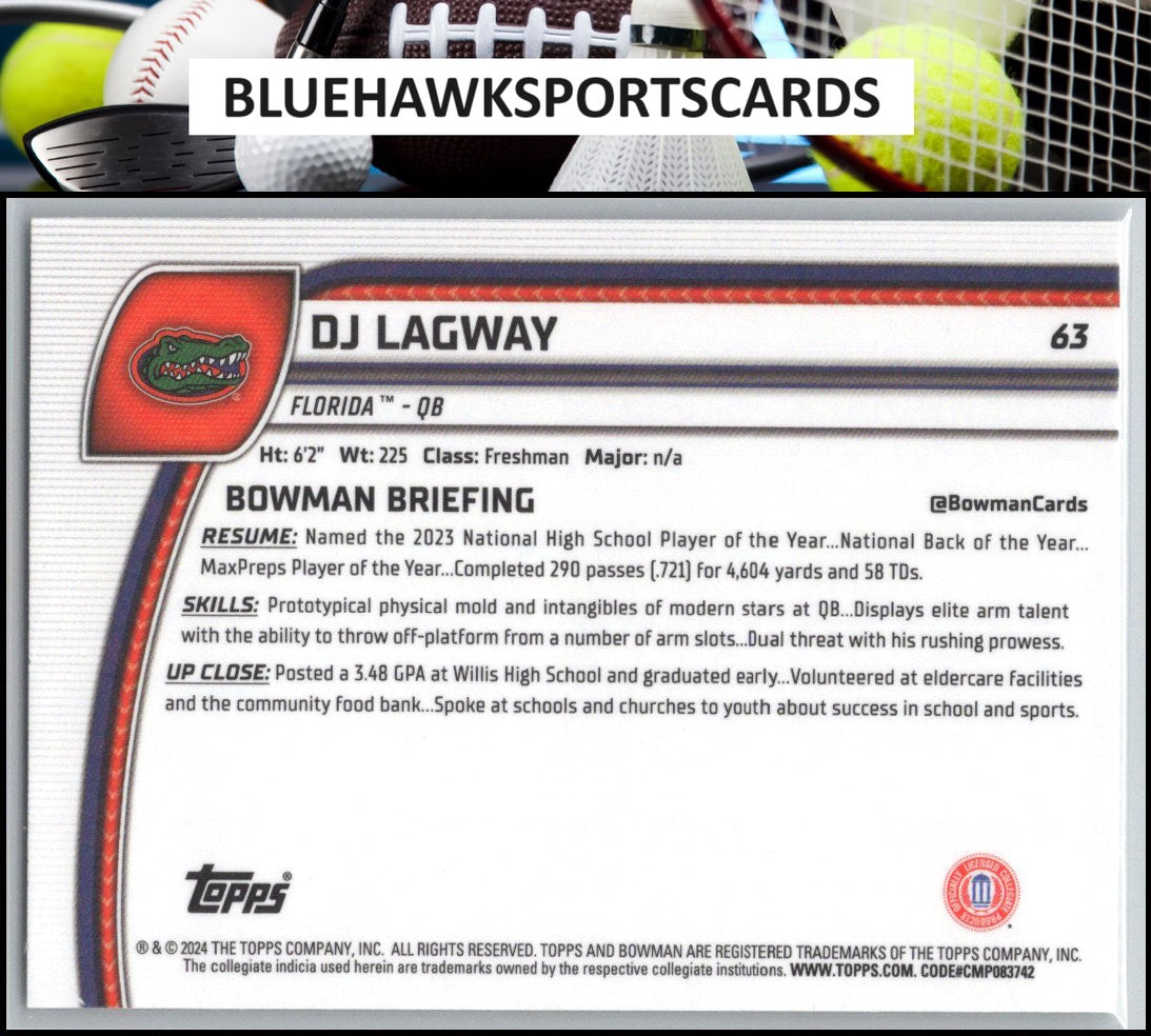 2024 Bowman University Chrome #63 DJ Lagway