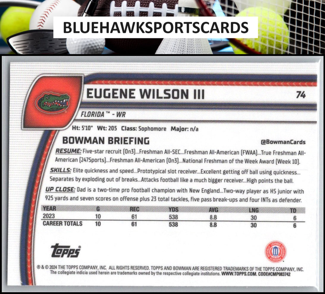 2024 Bowman University Chrome #74 Eugene Wilson III