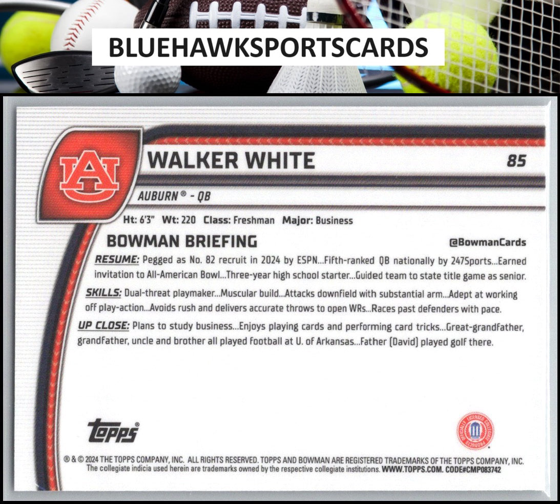 2024 Bowman University Chrome #85 Walker White