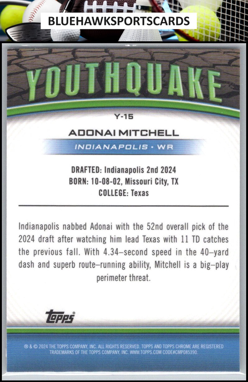 2024 Topps Chrome #Y-15 Adonai Mitchell Youthquake