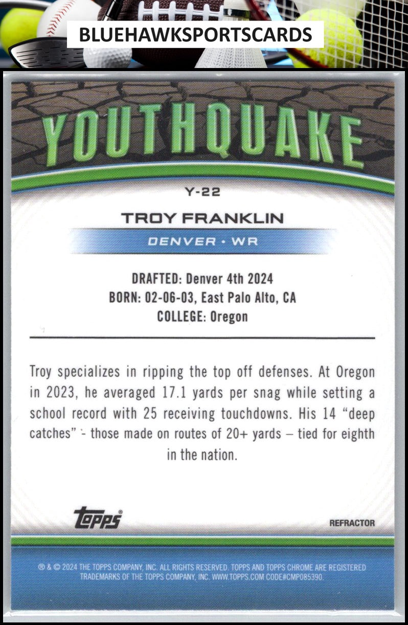 2024 Topps Chrome #Y-22 Troy Franklin Youthquake Refractor