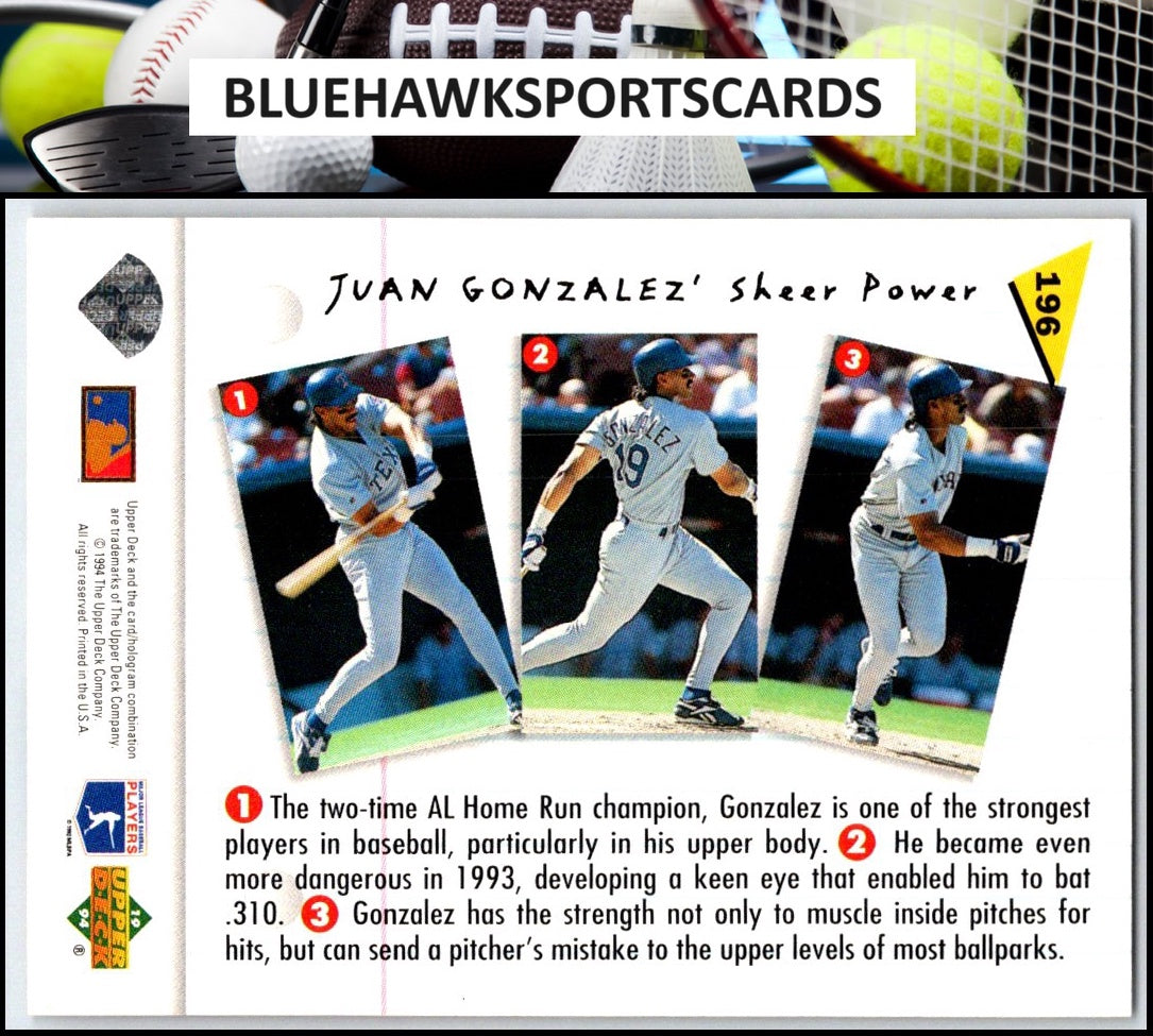 1994 Upper Deck Fun Pack #196 Juan Gonzalez