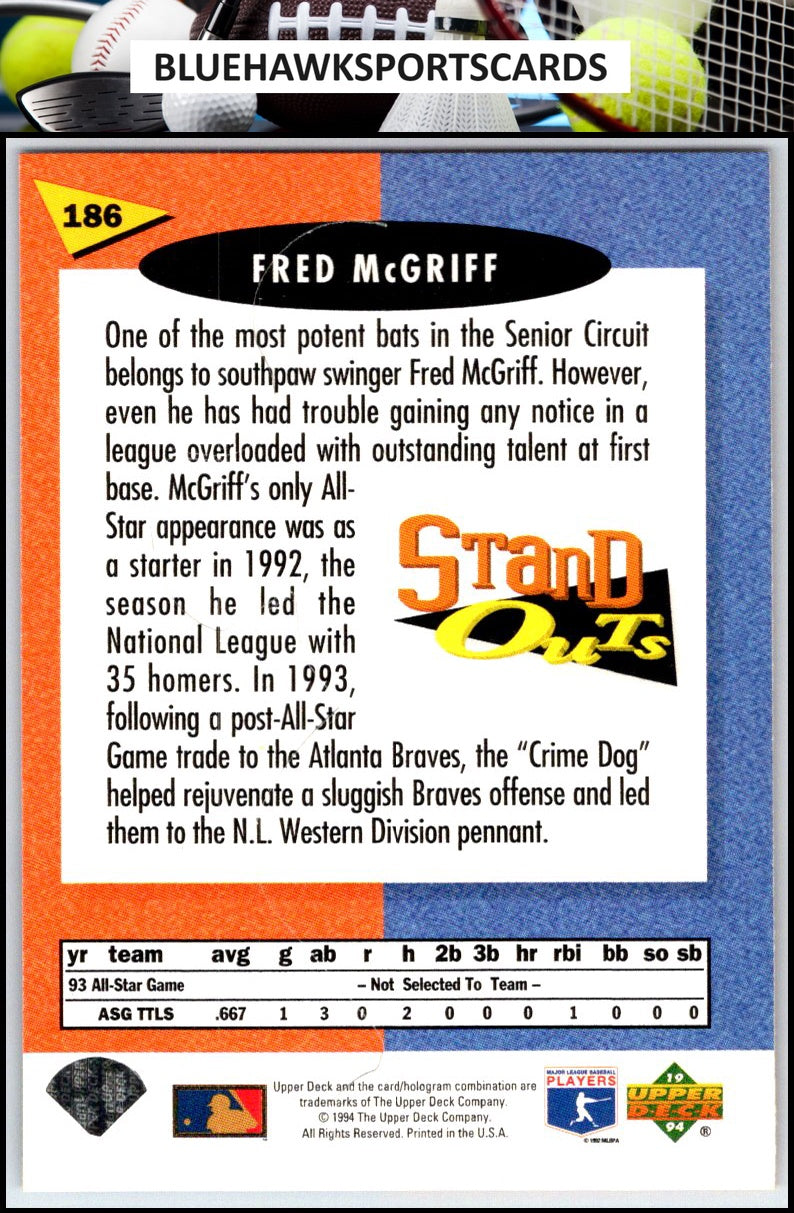 1994 Upper Deck Fun Pack #186 Fred McGriff