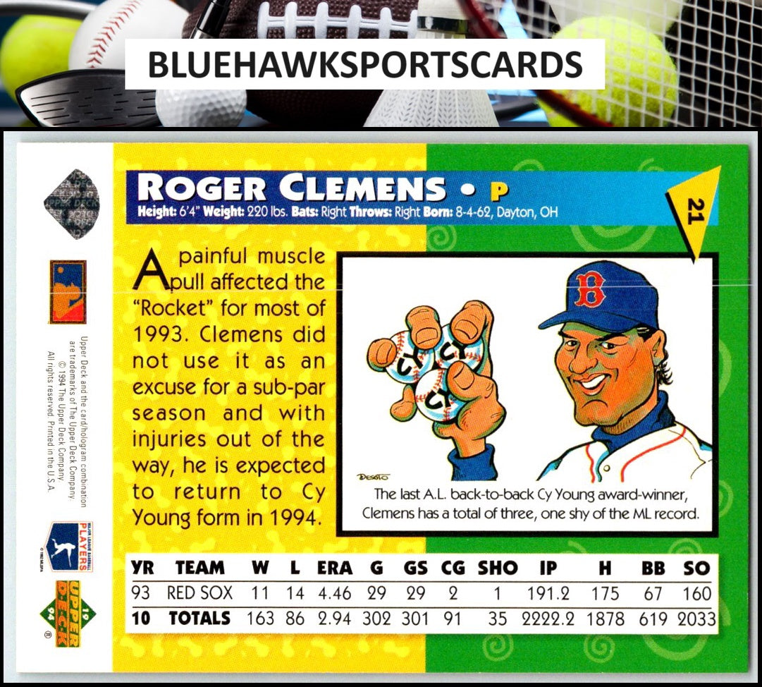1994 Upper Deck Fun Pack #21 Roger Clemens