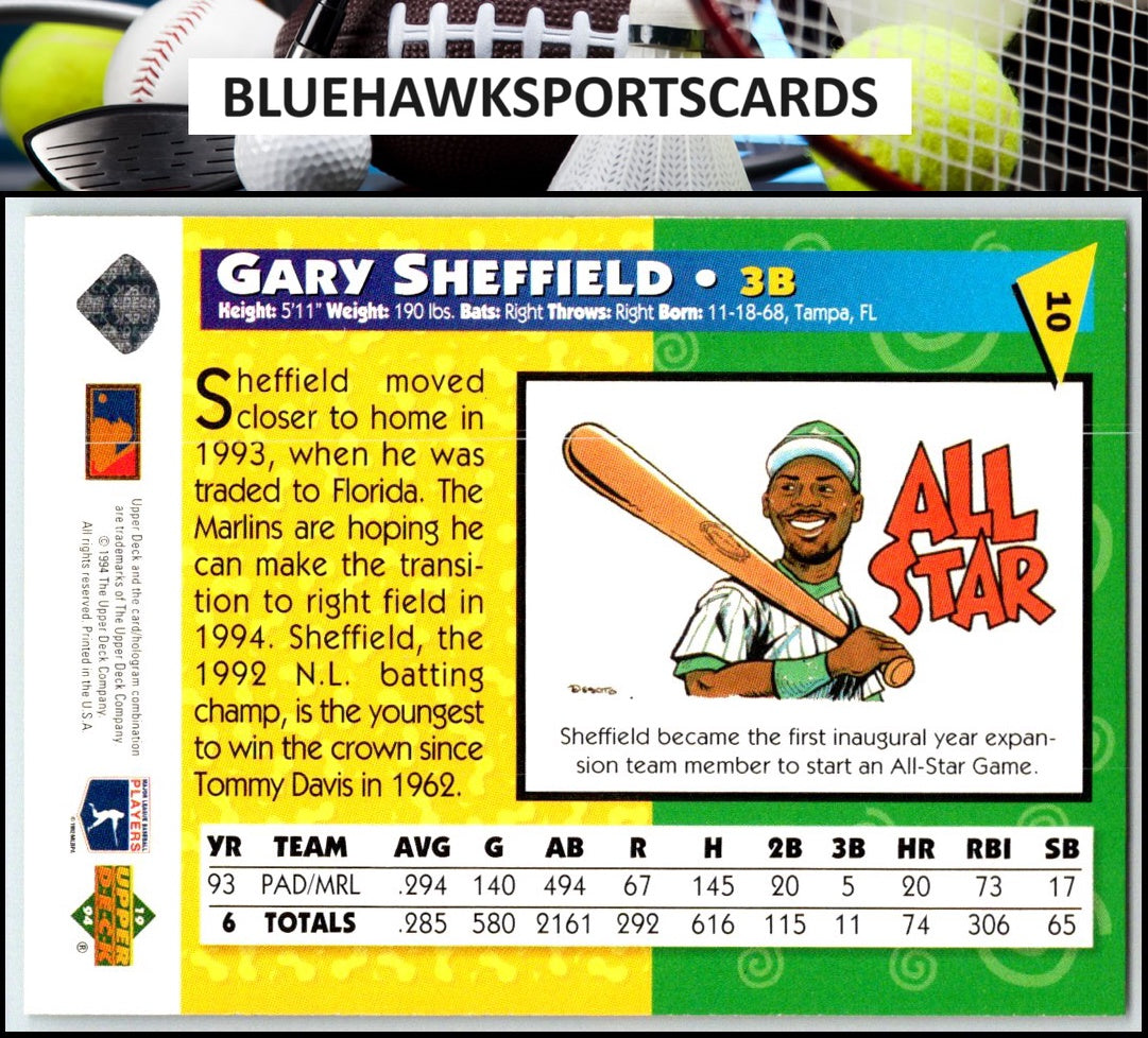 1994 Upper Deck Fun Pack #10 Gary Sheffield