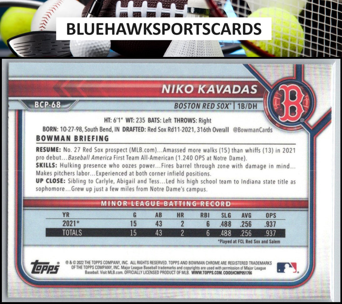 2022 Bowman #BCP-68 Niko Kavadas Chrome Prospects