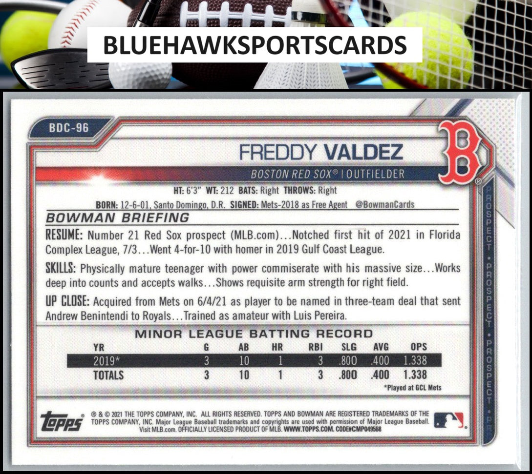 2021 Bowman Draft #BDC-96 Freddy Valdez Chrome