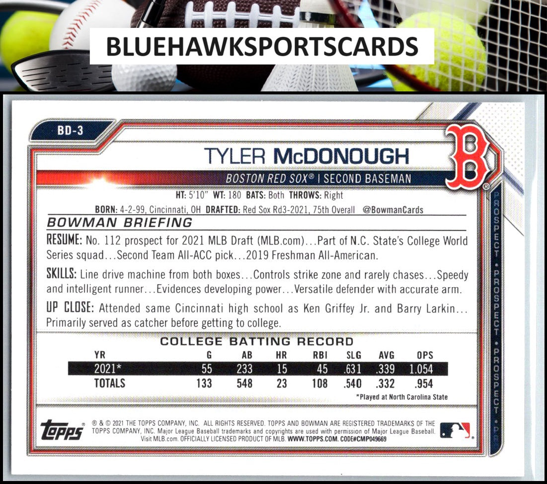 2021 Bowman Draft #BD-3 Tyler McDonough