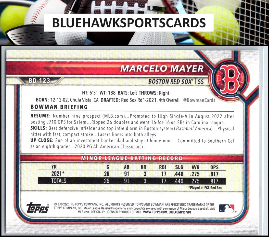 2022 Bowman Draft #BD-123 Marcelo Mayer