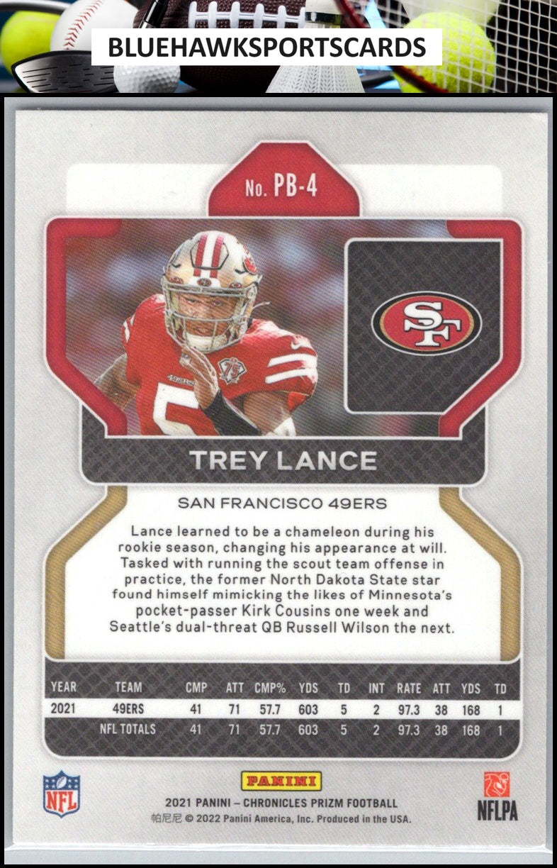 2021 Panini Chronicles #PB-4 Trey Lance Prizm Black